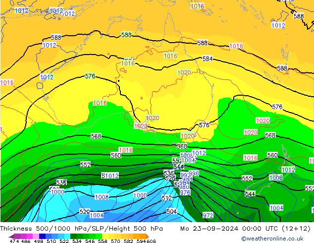 Thck 500-1000hPa ECMWF  23.09.2024 00 UTC