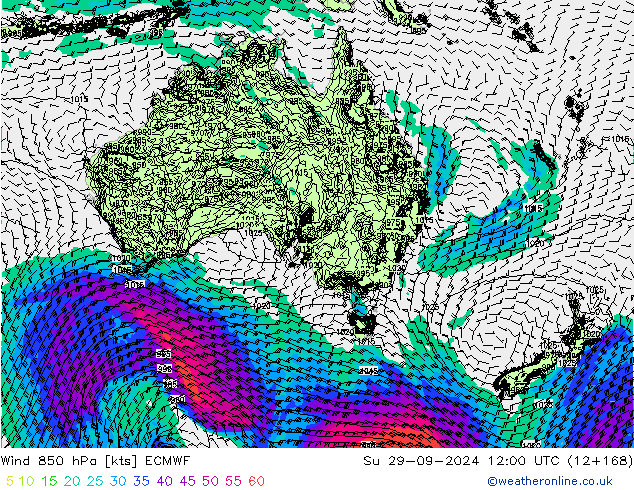 Wind 850 hPa ECMWF So 29.09.2024 12 UTC