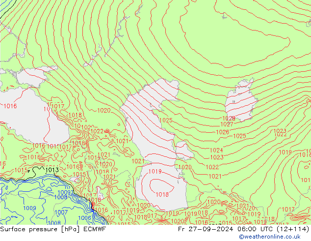 приземное давление ECMWF пт 27.09.2024 06 UTC