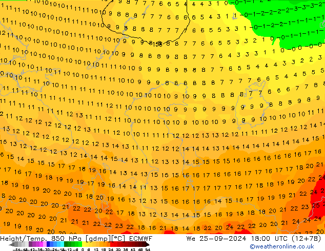 Z500/Rain (+SLP)/Z850 ECMWF We 25.09.2024 18 UTC