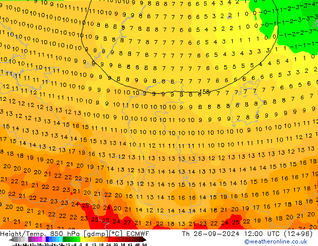 Z500/Rain (+SLP)/Z850 ECMWF Qui 26.09.2024 12 UTC