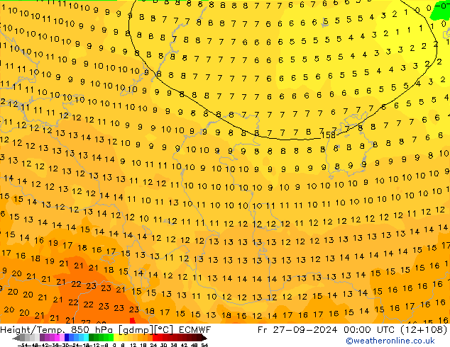 Z500/Rain (+SLP)/Z850 ECMWF Fr 27.09.2024 00 UTC