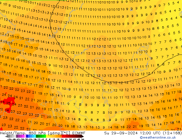 Z500/Rain (+SLP)/Z850 ECMWF Dom 29.09.2024 12 UTC