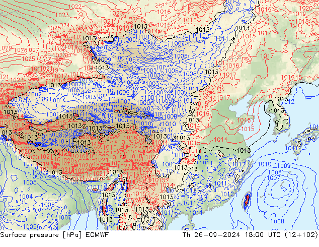 Yer basıncı ECMWF Per 26.09.2024 18 UTC