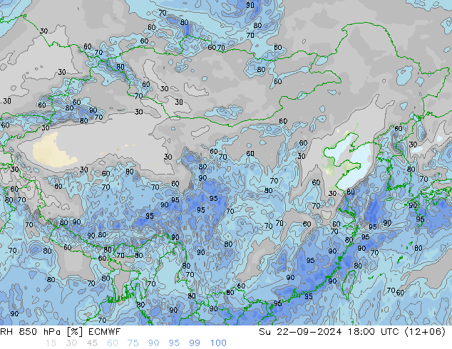 Humidité rel. 850 hPa ECMWF dim 22.09.2024 18 UTC