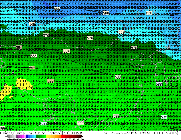 Z500/Rain (+SLP)/Z850 ECMWF 星期日 22.09.2024 18 UTC