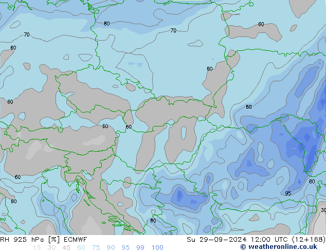 RH 925 hPa ECMWF Ne 29.09.2024 12 UTC