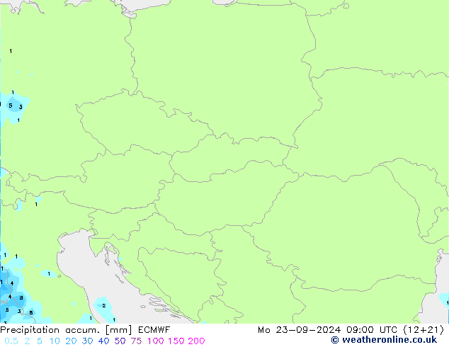 Precipitation accum. ECMWF Po 23.09.2024 09 UTC