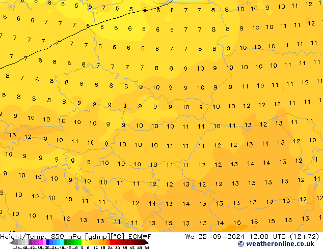 Z500/Rain (+SLP)/Z850 ECMWF We 25.09.2024 12 UTC