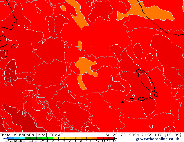 Theta-W 850hPa ECMWF Su 22.09.2024 21 UTC