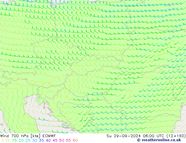 Wind 700 hPa ECMWF Ne 29.09.2024 06 UTC