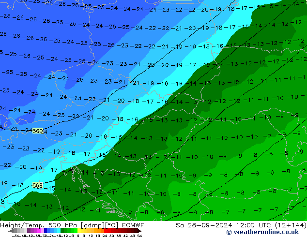 Z500/Rain (+SLP)/Z850 ECMWF Sa 28.09.2024 12 UTC