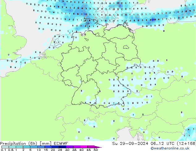 Z500/Yağmur (+YB)/Z850 ECMWF Paz 29.09.2024 12 UTC