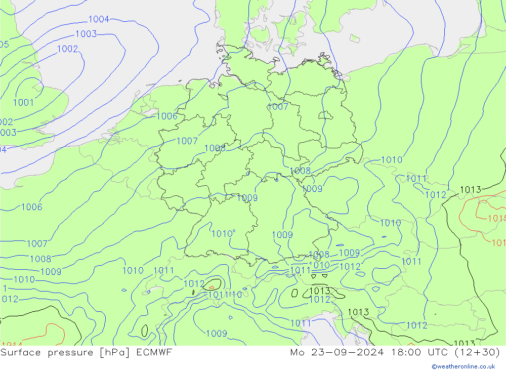 приземное давление ECMWF пн 23.09.2024 18 UTC