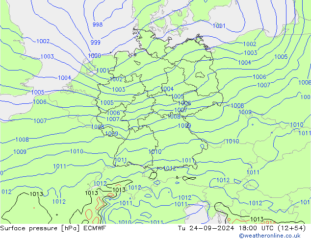 приземное давление ECMWF вт 24.09.2024 18 UTC