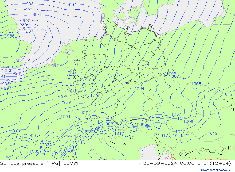 地面气压 ECMWF 星期四 26.09.2024 00 UTC