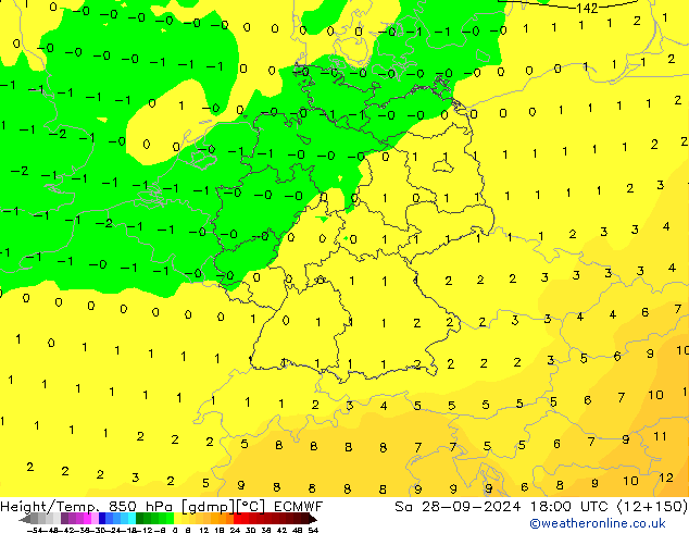 Z500/Yağmur (+YB)/Z850 ECMWF Cts 28.09.2024 18 UTC