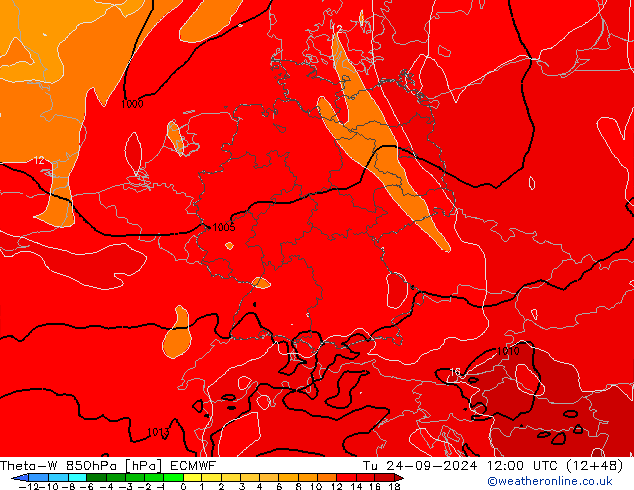 Theta-W 850hPa ECMWF Tu 24.09.2024 12 UTC