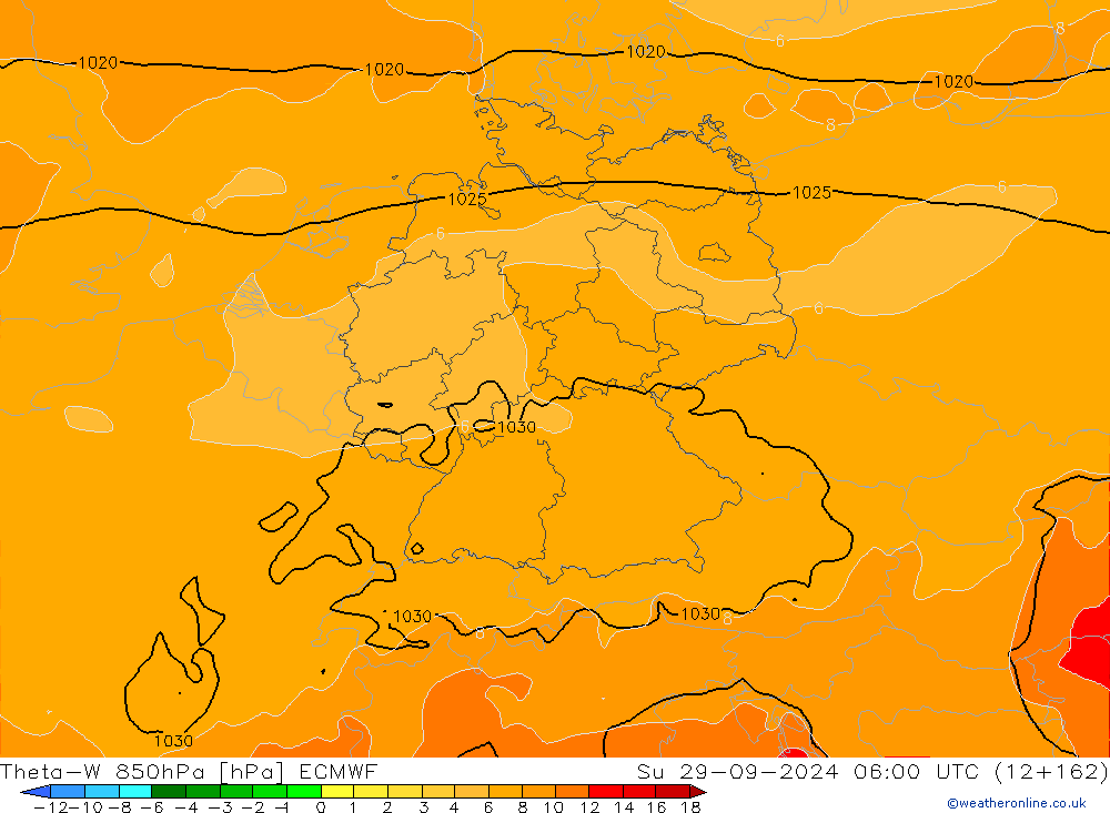 Theta-W 850hPa ECMWF Su 29.09.2024 06 UTC