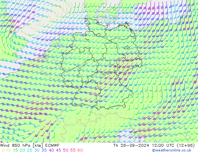 Rüzgar 850 hPa ECMWF Per 26.09.2024 12 UTC