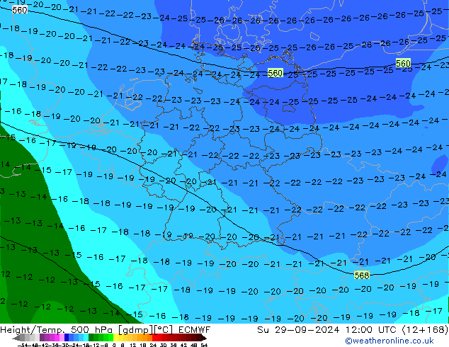 Z500/Yağmur (+YB)/Z850 ECMWF Paz 29.09.2024 12 UTC