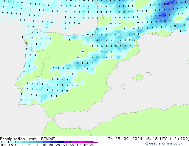 Precipitation ECMWF Th 26.09.2024 18 UTC