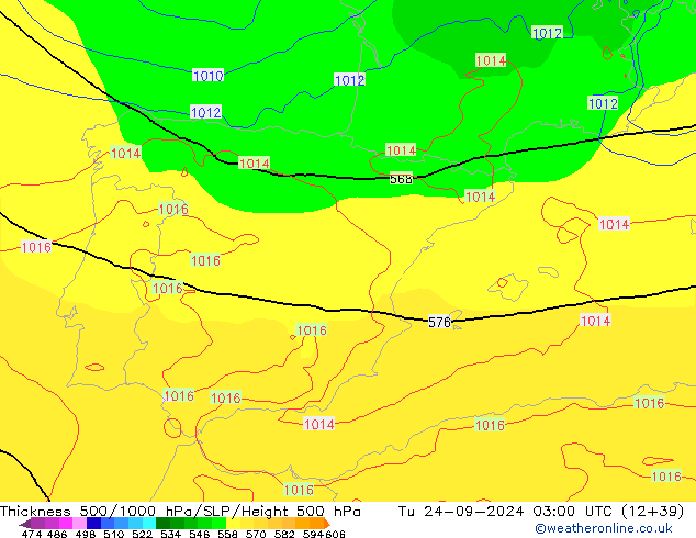 Thck 500-1000hPa ECMWF  24.09.2024 03 UTC