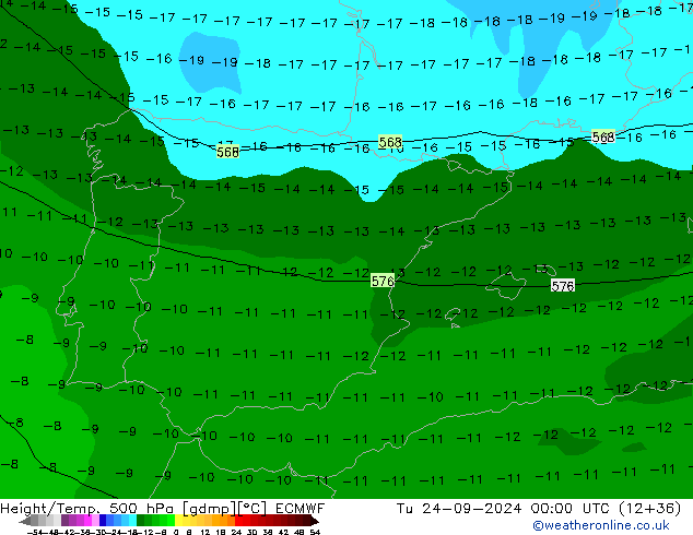 Z500/Rain (+SLP)/Z850 ECMWF Di 24.09.2024 00 UTC