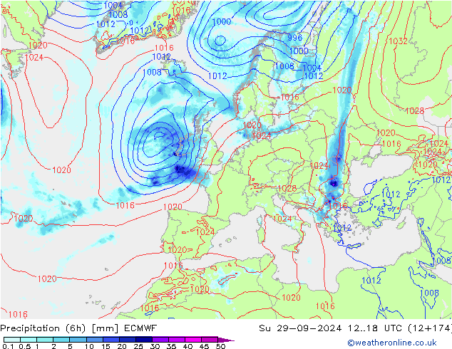 Z500/Regen(+SLP)/Z850 ECMWF zo 29.09.2024 18 UTC