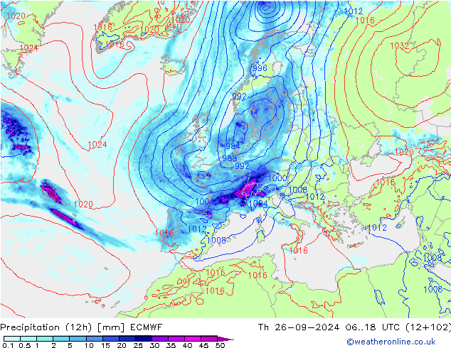 Yağış (12h) ECMWF Per 26.09.2024 18 UTC