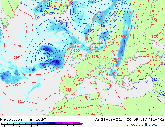 Precipitazione ECMWF dom 29.09.2024 06 UTC