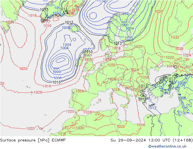 pression de l'air ECMWF dim 29.09.2024 12 UTC