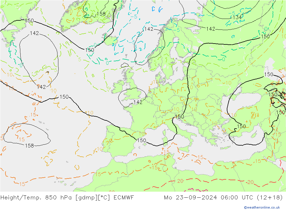 Height/Temp. 850 hPa ECMWF pon. 23.09.2024 06 UTC