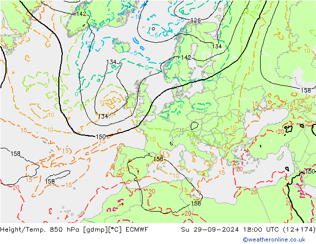 Z500/Rain (+SLP)/Z850 ECMWF Su 29.09.2024 18 UTC