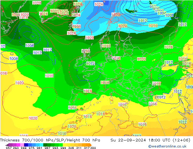 Thck 700-1000 hPa ECMWF dom 22.09.2024 18 UTC