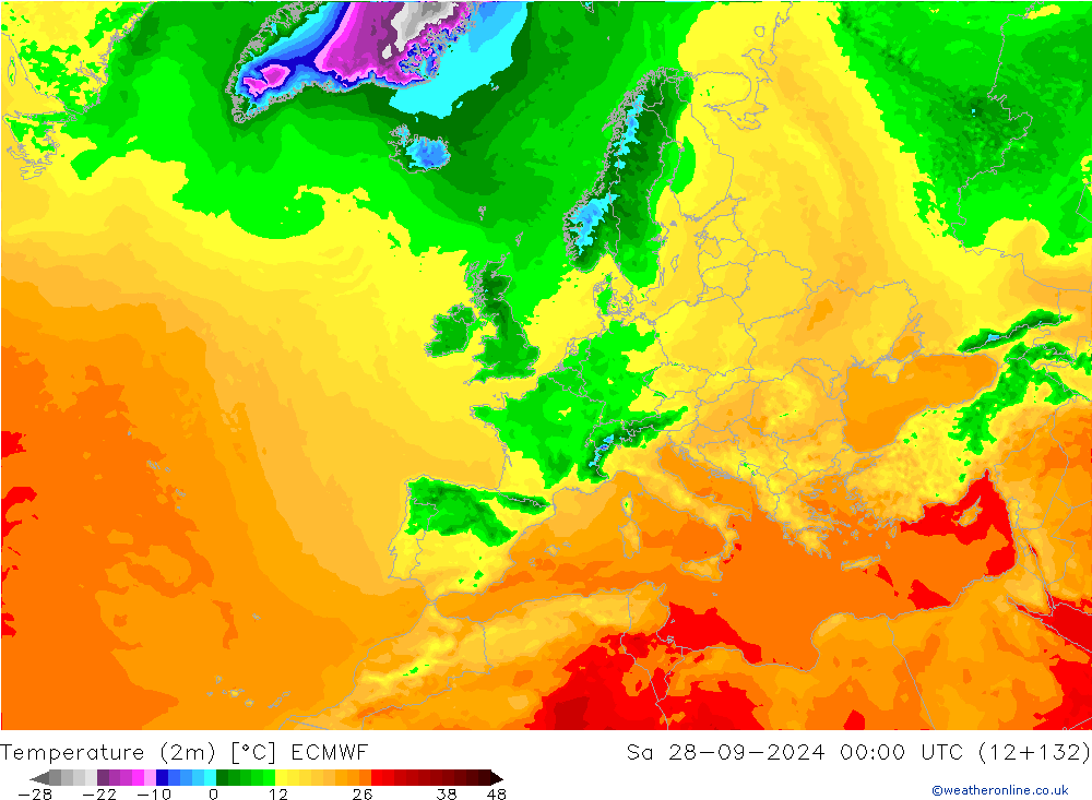 température (2m) ECMWF sam 28.09.2024 00 UTC