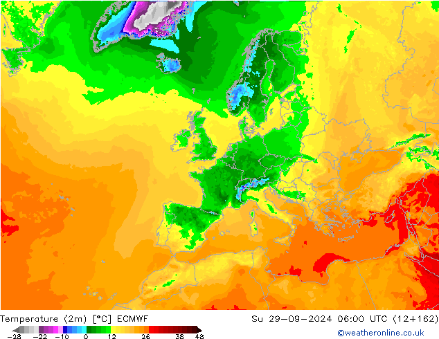 Temperatura (2m) ECMWF dom 29.09.2024 06 UTC