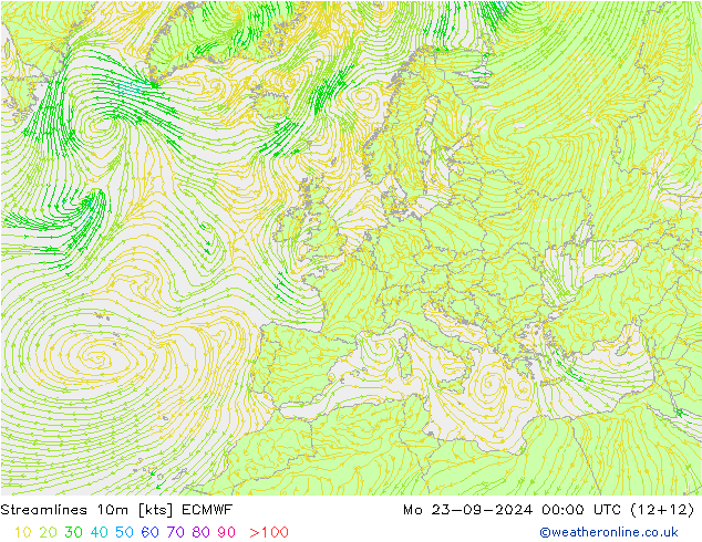 风 10m ECMWF 星期一 23.09.2024 00 UTC