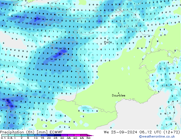 Z500/Rain (+SLP)/Z850 ECMWF We 25.09.2024 12 UTC