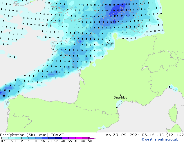 Z500/Regen(+SLP)/Z850 ECMWF ma 30.09.2024 12 UTC