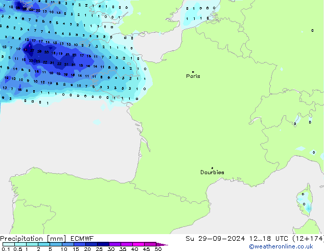 Precipitación ECMWF dom 29.09.2024 18 UTC