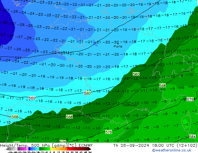 Z500/Rain (+SLP)/Z850 ECMWF ��� 26.09.2024 18 UTC