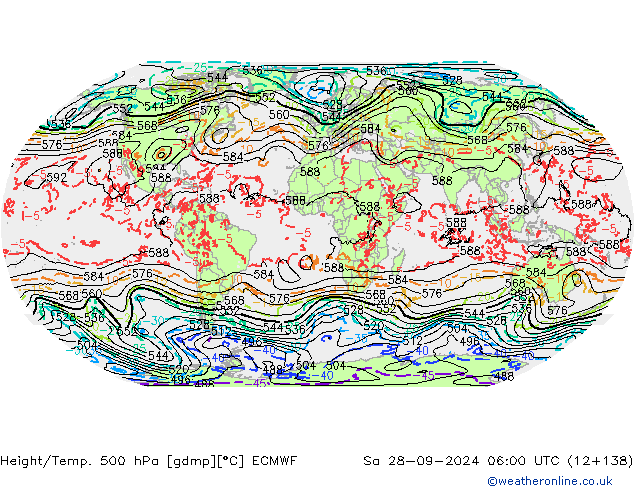 Z500/Rain (+SLP)/Z850 ECMWF sam 28.09.2024 06 UTC