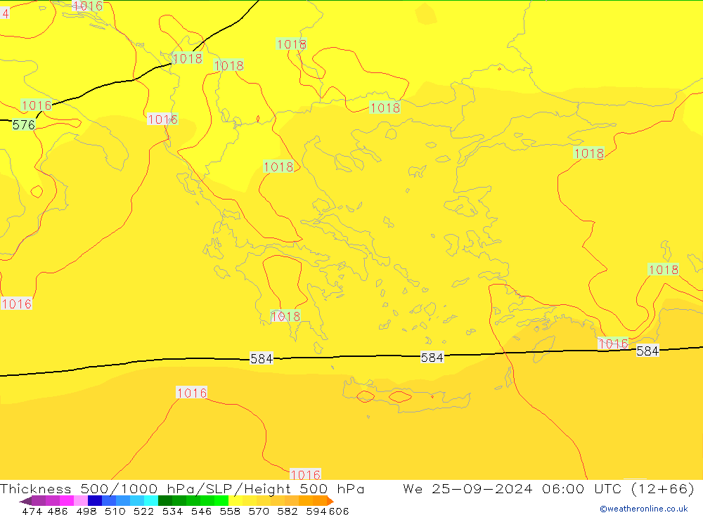 Thck 500-1000hPa ECMWF  25.09.2024 06 UTC