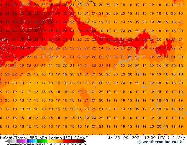 Z500/Rain (+SLP)/Z850 ECMWF Mo 23.09.2024 12 UTC