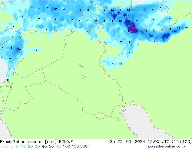 Precipitation accum. ECMWF So 28.09.2024 18 UTC