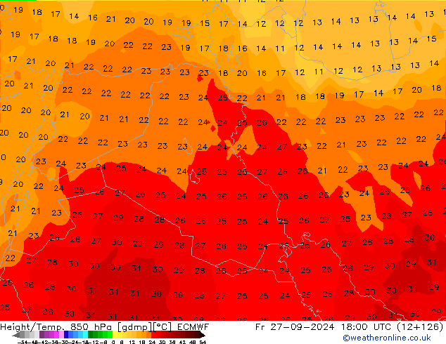 Z500/Regen(+SLP)/Z850 ECMWF vr 27.09.2024 18 UTC