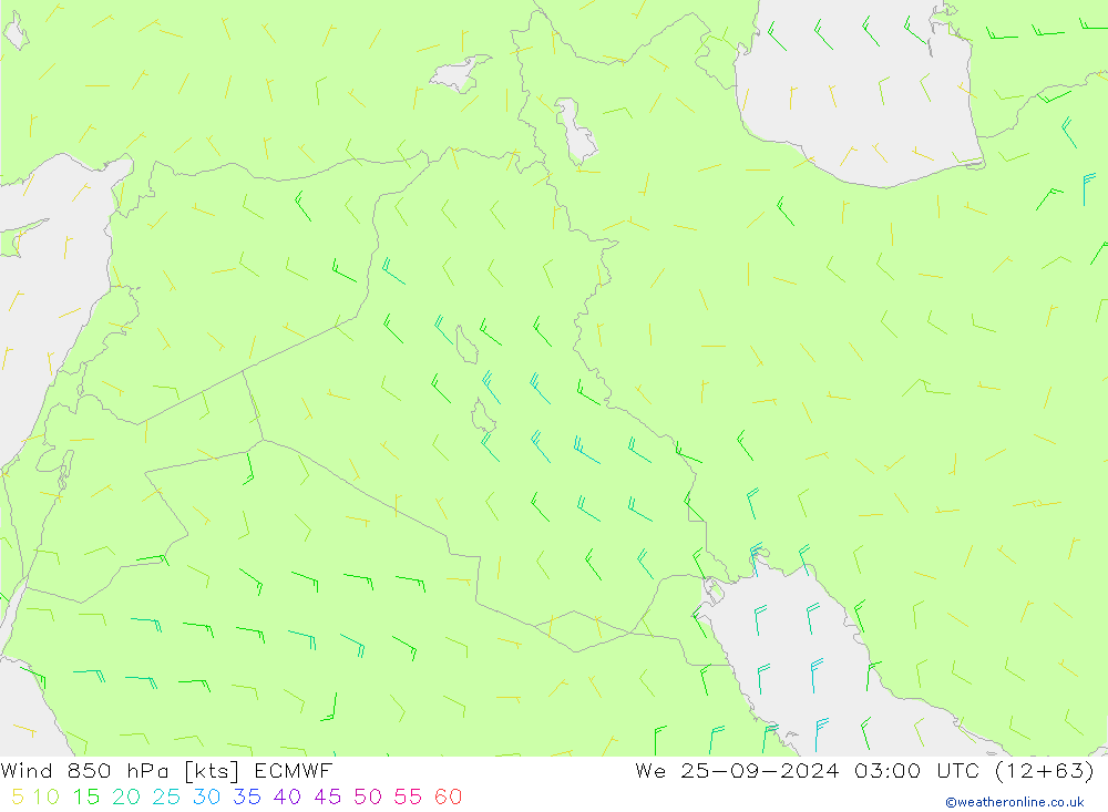 Wind 850 hPa ECMWF Mi 25.09.2024 03 UTC