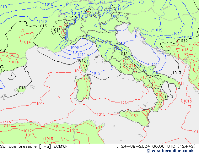 Presión superficial ECMWF mar 24.09.2024 06 UTC