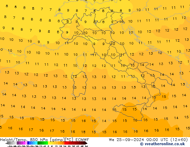 Z500/Rain (+SLP)/Z850 ECMWF mer 25.09.2024 00 UTC